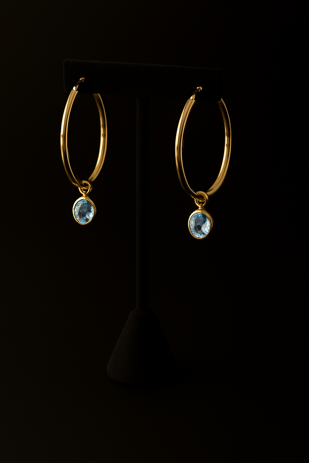 Blue Topaz Gold Charms and Hoops