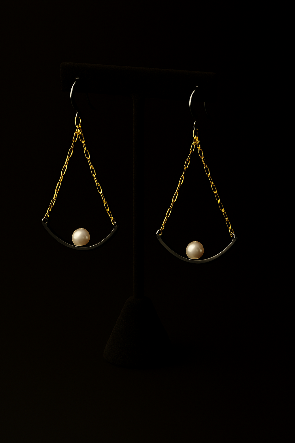 Black Silver and Gold Pearl Earrings
