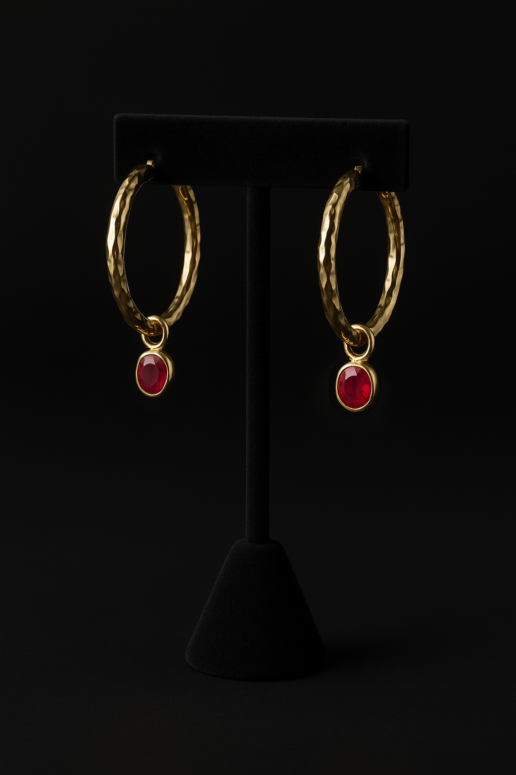 Ruby Charms and Hoops Gold Earrings