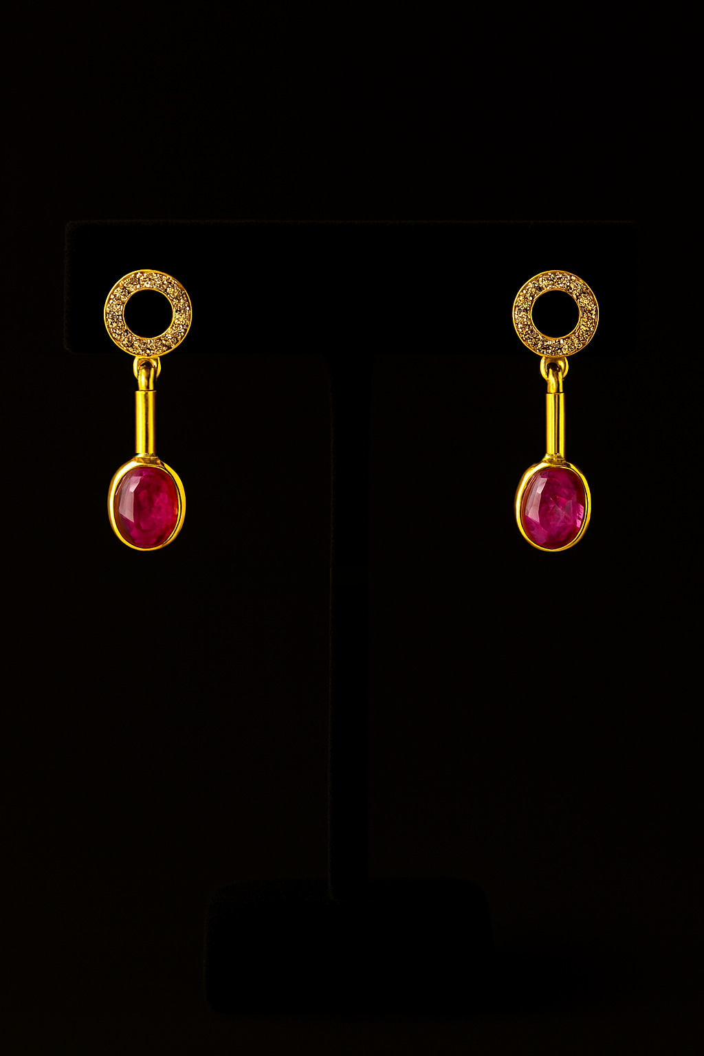 Ruby and Diamond Gold Stud-Earrings