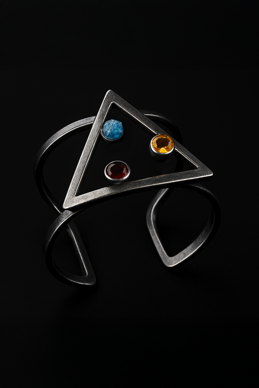 Tri-Stone Black Silver Bracelet