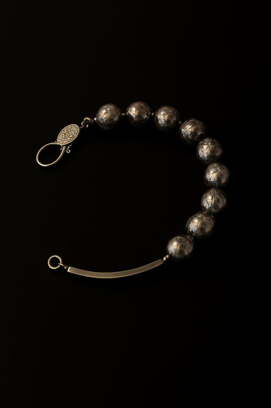 Black Pearl and Diamond Silver Bracelet