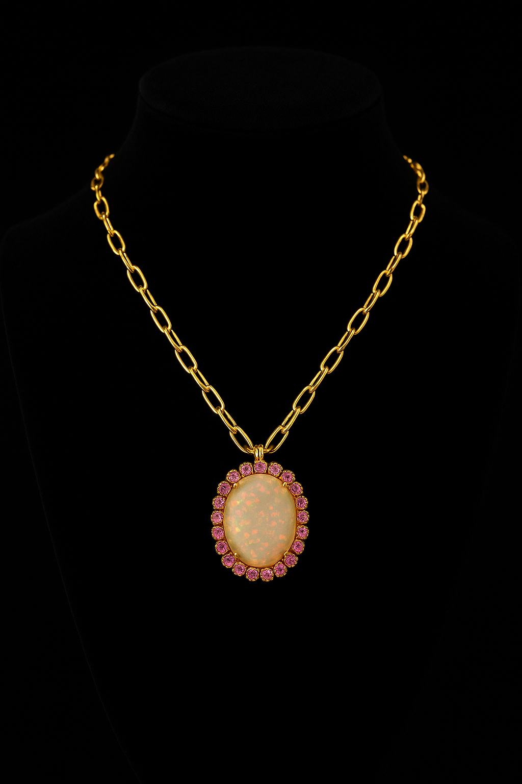 14kt Opal Necklace with Pink Sapphires