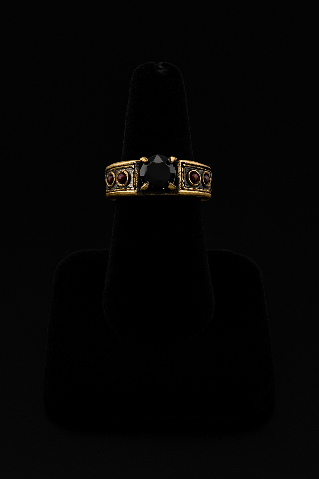 Black Diamond and Pink Sapphire Two-tone Ring