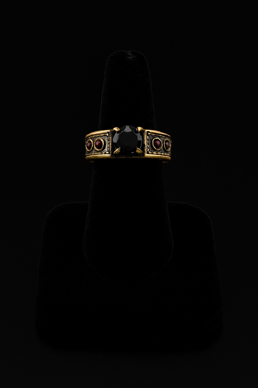 Black Diamond and Pink Sapphire Two-tone Ring
