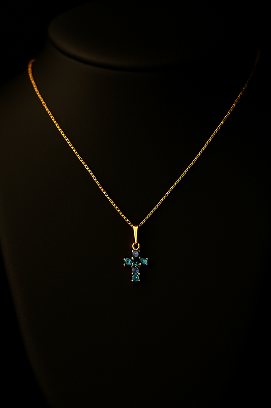 Emerald and Gold Cross Pendant