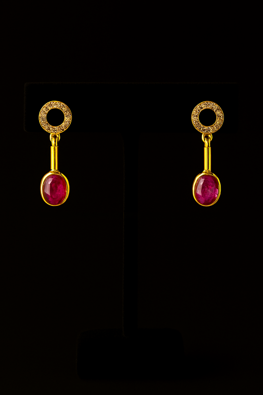 Ruby and Diamond Gold Stud-Earrings