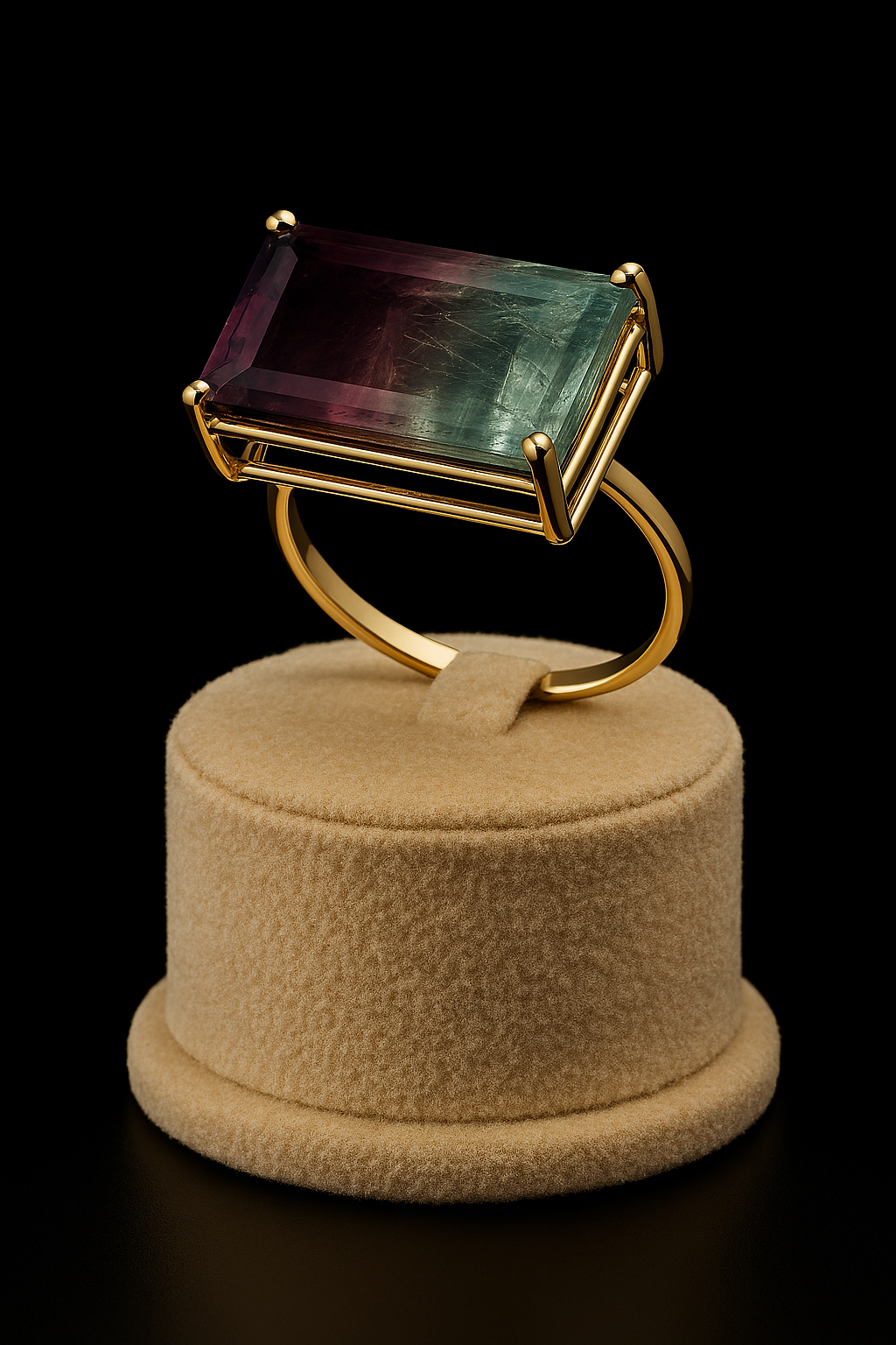 Watermelon Tourmaline Gold Ring