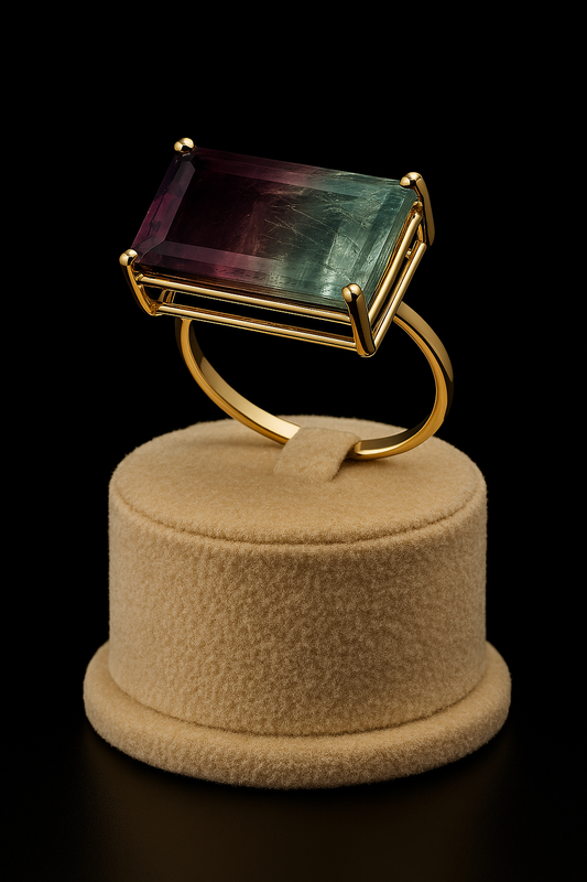 Watermelon Tourmaline Gold Ring