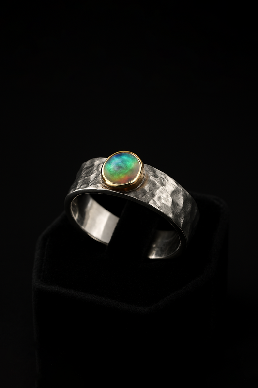 Gold and Silver Opal Ring