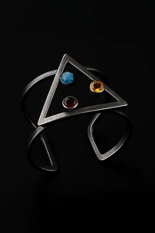 Tri-Stone Black Silver Bracelet
