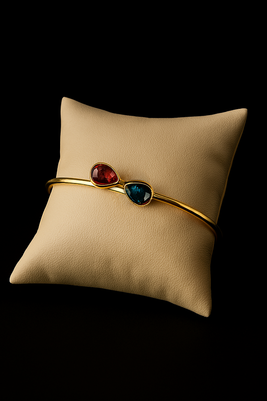 Tourmaline and Topaz Gold Bangle